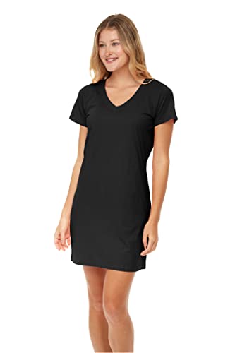 Image of Sexy Basics Women's Soft & Flowy V-Neck Long Shirt | 24 /7 Nightwear-Sleepwear T Shirt | Multi-Packs & Colors