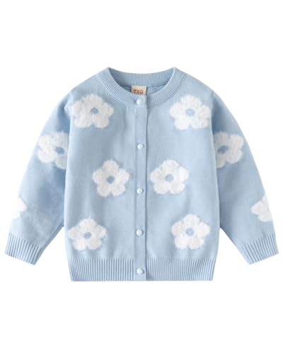 Image of CM-Kid Girl's Knit Sweater Cardigan Heart Long Sleeve Button Up Jacket Coat