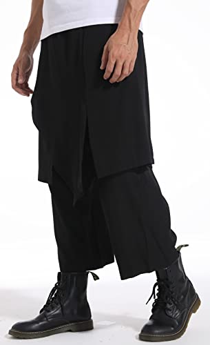 PACEIADTA Mens Baggy Skirts Pants Elastic Waist Hippie Aladdin Trousers3