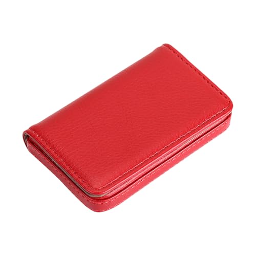 PU Leather Business Card Case Pocket Name Card Holder Credit Card Holder Wallet Business Card Organiser Box Multi Card Case for Women Men Red