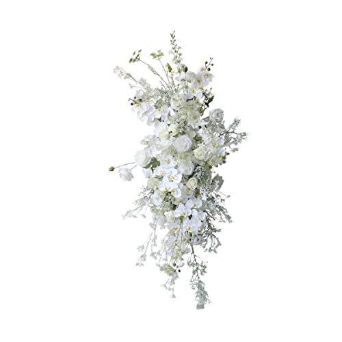 白いバラ人工花ファラエノプシスジプソフィラの家の花の花のアレンジメント屋外式ウェディングアーチ花柄の装飾