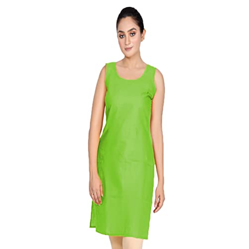 Image of Women's Cotton Long Camisole for Kurti /Suit Slip /Long Inner /Samij for Women Sameej /Knee Length Inner Wear /Sameez /Kurti Slip /Round Neck /Invisible