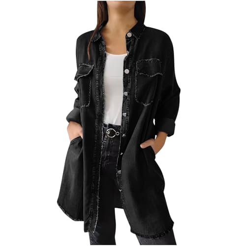 Womens Long Denim Jackets Plus Size Trench Coat Open Front Womens Long Denim Jackets Plus Size Trench Coat Open Front