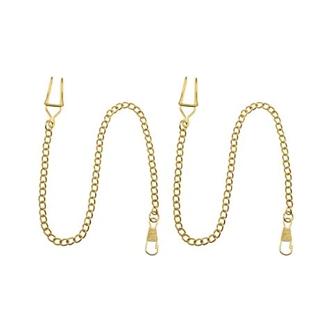 2pcs Pocket Watch Chain with Lobster Clasps Plating 14.4 Inch Classic Metal Pocket Watch Accessories Antique Chains Pocket Watch Single Link Vest Belt Gold Cover