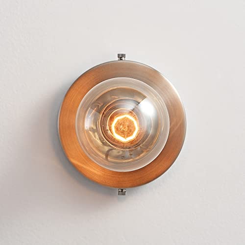 Image of BRIGHTTIA Luna Uno 1-Light Wall Sconce - Mid Century Industrial Modern Flush Mount Fixture For Wall & Ceiling - Minimalist Lamp For Bathroom And Small Spaces - Brushed Nickel (BC0026-1N)
