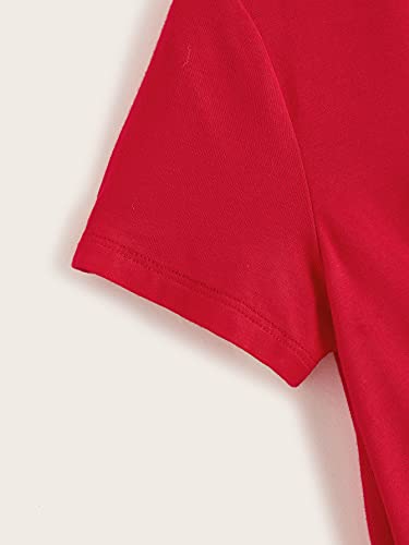 Milumia Girl's Casual Twist Hem Short Sleeve Round Neck Crop Top Tee Shirt4