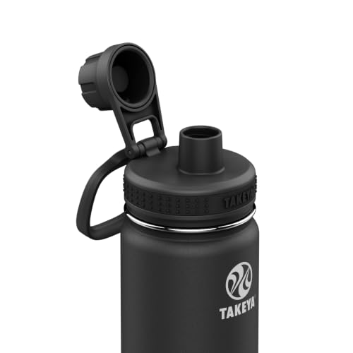 Image of Takeya Actives Stainless Steel Water Bottle, Insulated Spout Lid, Keeps Drinks Cold 24 Hrs, Leakproof, Durable, Dishwasher Safe, Ideal for Gym, Travel, Fits Most Cup Holders, 22 oz /Onyx