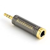 BlueRigger 3.5mmから1/4アダプター (TRS 1/8~1/4インチ AUXオーディオジャックコンバーター、金メッキ、純銅、3.5mmオス~6.35mmメス) ステレオヘッドホンアダプター ギターアンプピアノフォン用
