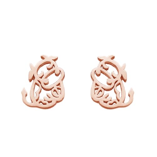 Minimalist Cow Small Stud Ear Stainless Steel for Women Men Cute Cattle Hollow Animal Cartilage Pierced Hypoallergenic Tiny Hugg
