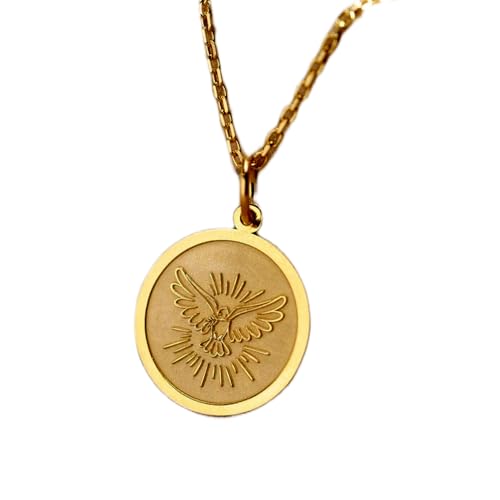 Pendentif colombe du Saint-Esprit en argent sterling plaqué or, bijou de haute qualité de 24 mm