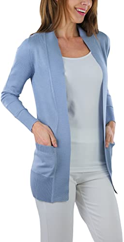 Image of ToBeInStyle Women's Long Sleeve Rib Banded Open Sweater Cardigan