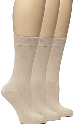 Hugh Ugoli Bamboo Women Socks, Soft Thin Crew Socks for Trouser, Dress, Business, Casual - 3 Pairs, Beige, Shoe Size: 6-9 Hugh Ugoli Bamboo Women Socks, Soft Thin Crew Socks for Trouser, Dress, Business, Casual - 3 Pairs, Beige, Shoe Size: 6-9