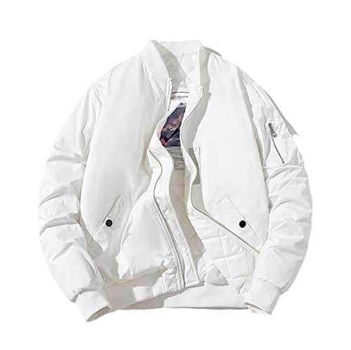 Veste bomber à capuche homme style militaire coupe-vent blanc