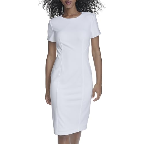 Image of Calvin Klein Women's Seamed Scuba Crepe Sheath Dress
