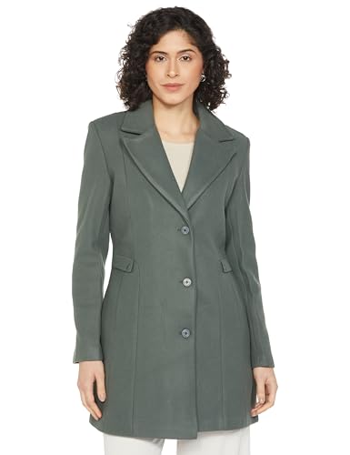 Image of Qube By Fort Collins Women's Semi-Long Tweed Coat with Knitted Finish - Elegant Winter Outerwear for Casual and Formal Looks