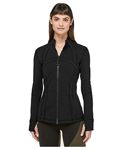 no brand Femmes Manches Longues Zip Pleine Slim Fit Sport avec Poches, Mesdames Printemps Respirant Yoga Courir Fitness Casual Vêtements De Sport Veste Chemises Tops avec Trous De Pouce,Noir,M