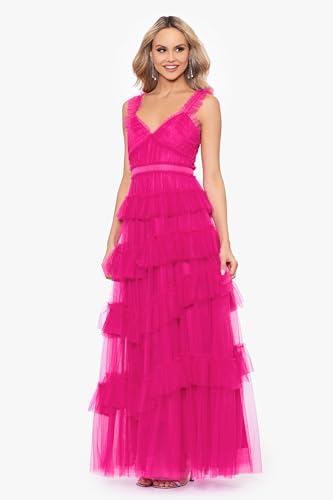Image of Betsy & Adam Women's Xscape Women's Halter Mock Neck Ruffle Knee Length Dress