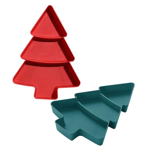 Genérico 2 Piezas Plato de frutas del árbol de Navidad bandejas navideñas fruteros de...