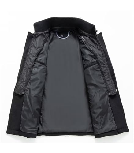 Image of FTIMILD Mens Wool Blend Coat with Detachable Collar Two Collar Single Breasted Pea Coat Business Trench Coat
