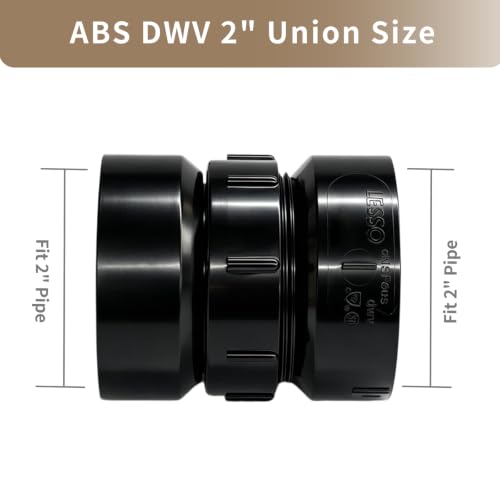 Image of Lesso 2''ABS Union 2-Inch X 2-Inch Hub Union,Black 2 Inch
