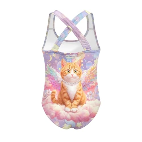 Image of WELLFLYHOM Girls Swimsuit 5-14 Cross Back Swimwear Full Coverage One Piece Bathing Suit Sleeveless Beachwear