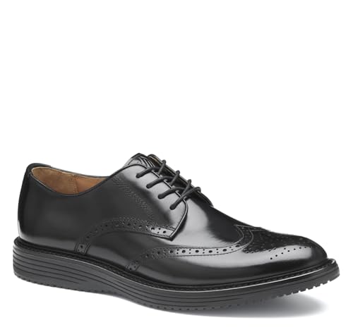 Johnston & Murphy Men's Upton Wingtip Lace Up Dress Shoe, Black Full Grain, 8.5 M
