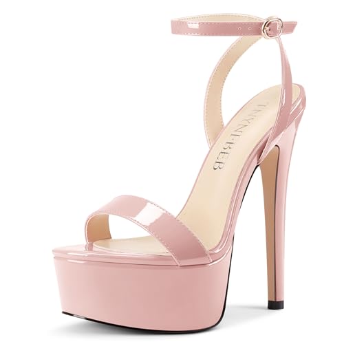 TNYNFBEB Womens Stiletto High Platform Heel Open Toe Sandals Ankle