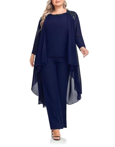 Pant Suits for Women Dressy Chiffon Mother of Bride Pant Suits 3 Pieces Womens Pantsuits for Wedding Evening Party2