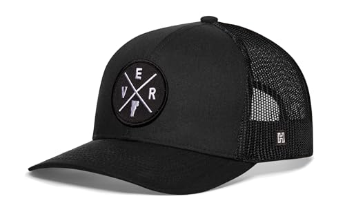 Image of HAKA State City Trucker Hat for Men & Women, Adjustable Baseball Hat, Mesh Snapback, Sturdy Outdoor Black Golf Hat
