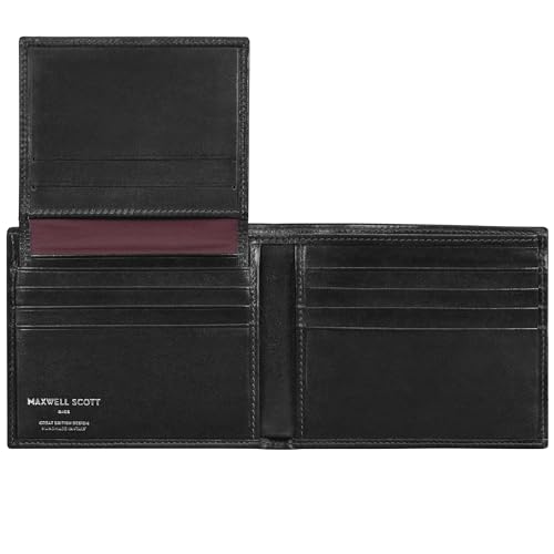 Image of Maxwell Scott - Personalized Mens Luxury Leather 2-in-1 Trifold Wallet with Card Holder and ID Window - The Asti Black