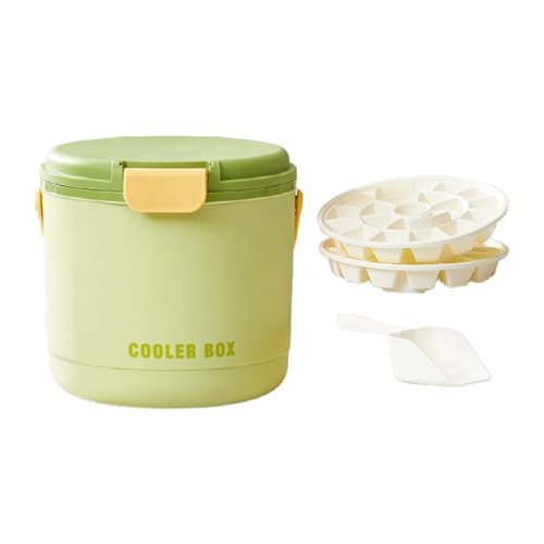 Harilla Cubitera Térmica, Contenedor para Cubitos de Hielo, 2,6 L, con Tapa Y Asa, Nevera Portátil para Uso Interior Y Exterior, Recipiente de Almacenamiento, Verde, tal como se describe