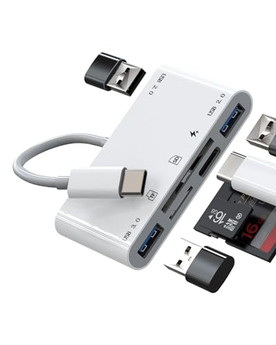 USB C Hub USB 3.0 TF SD lector de tarjetas cargador adaptador multipuerto (6 en 1) para Apple iPhone15 Pro Max para iPad Air Mini Macbook compatible con Samsung tipo C estación de acoplamiento micro