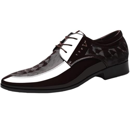 YZABEL Men's Polishing Patent Leather Platform Oxford Low Heels Wedding Work Oxford Formal Shoes Men Loafers Flats Breathable Sport Outdoor Footwear