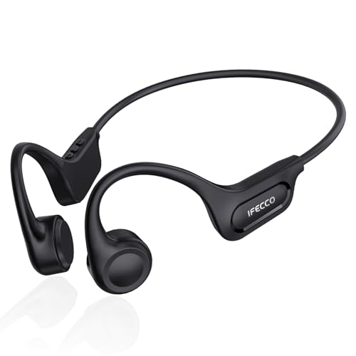 IFECCO Auriculares Conduccion Osea Bluetooth 5.4 – Cascos Conduccion Osea Inalambricos con Micrófono,IPX6 Impermeables Deportivos Auriculares Open Ear para Running Ciclismo Fitness