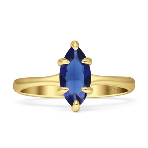 OMRANII Marquise Shape Solitaire Ring Vintage Style Cubic Zirconia Wedding Engagement Ring Solid 925 Sterling Silver