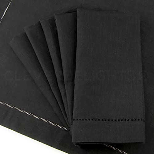 Servilletas de Tela Hemstitched 20" Pack 6 Negro miniatura 1
