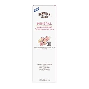 Hawaiian Tropic Mineral Sun Milk Face Sunscreen Lotion, SPF 30, 1.7oz