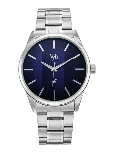 Image of Fastrack Vyb Drift with Quartz Analog Navy Blue Dial Steel Stainless Steel Strap Watch for Men - FV30041SM01W
