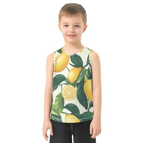 susiyo Lemon Fruits Green Leaves Boys Sleeveless Tank Top Girls Athletic T Shirt2