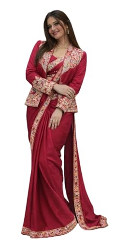 ready-to-wear Saree Embellished heavy crepe Silk with embroidery ...