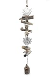 Lotus Flower Yoga Wind Chime Namaste Bleached Driftwood Windchime Soothing Nana Bell (Double Lotus Flower)