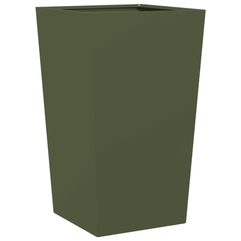 vidaXL Donice ogrodowe, oliwkowozielone, 2 szt., 45x45x75 cm, stalowe, doniczka, doniczka ogrodowa, donica tarasowa, wysoka donica, donica balkonowa