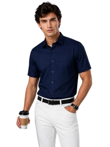 Image of Appel Touch Men's Cotton Blend Formal Shirt Half Sleeves