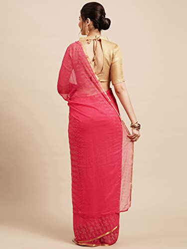 Image of AKHILAM Women's Knit Chiffon Woven Border Saree With unstitched Blouse Piece (DOLY32 Parent)
