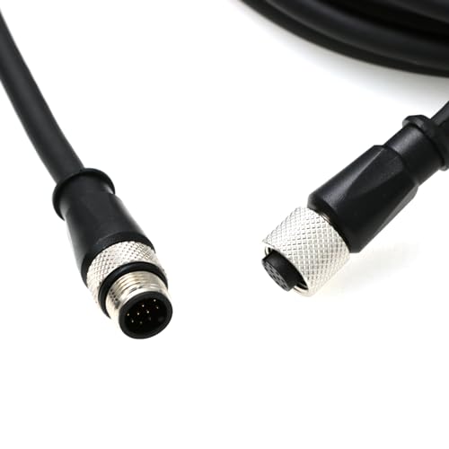 ZBLZGP M12 A-Coded 12 Pin Male to Female Aviation Sensor Shielded Signal Cable for Cognex Camera Industrial Ethernet I/O Extension RS-232 Cable (Male to Female, 50M/164FT)
