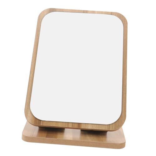 Ipetboom Makeup Mirror with Wooden Stand, Tabletop Swivel Design