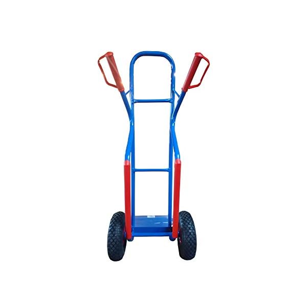 RLW Profi Stahlrohr Sackkarre Stapelkarre Jumbo 250 kg - Schaufel 280x470 mm - Made in EU - kein Asien-Import (RÃ¤der nach Ihrer Wahl) (Luftrad schwarz/Metall-Felge rot/Rollenlager) – Bild 3