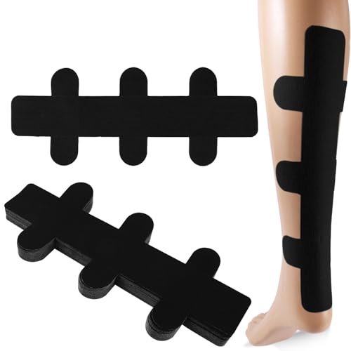 Kinesiologisches Tape für die Achillessehne, Wasserfestes Selbstklebendes Vorgeschnittenes Achillessehnen Knöchel Sporttape Latexfrei zur Unterstützung der Achillessehne Muskulatur (Schwarz)