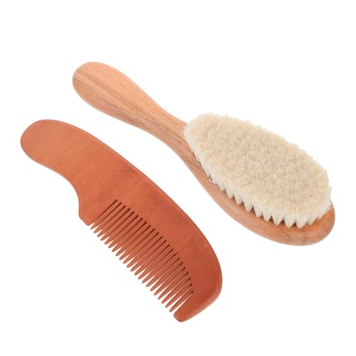 VICASKY Infant Hair Brush Set Baby Hair Comb Soft Wool Brush Wooden Comb Newborn Scalp Scrubber