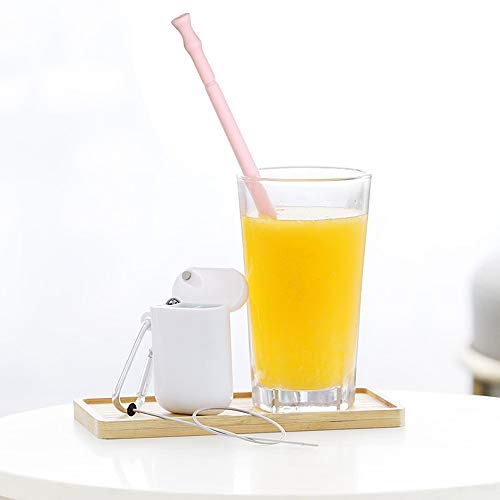 DECDEAL 2 PCS Portátil Dobrável Palhas De Silicone de Grau Alimentício Com Caneta de Armazenamento E